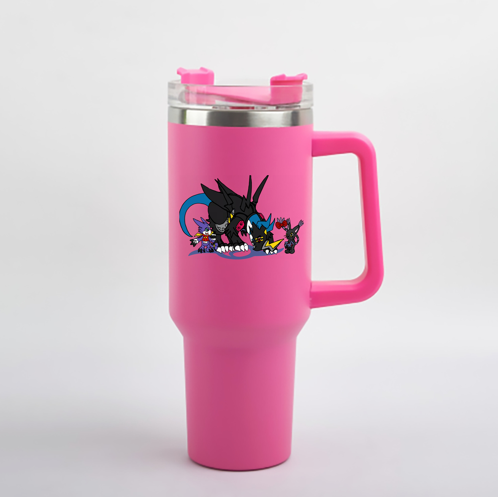 （画像用） Digimon デジタルモンスター/デジモン 1200mL車用タンブラー - クリスタルステッカー（プラスチックストロー付き）